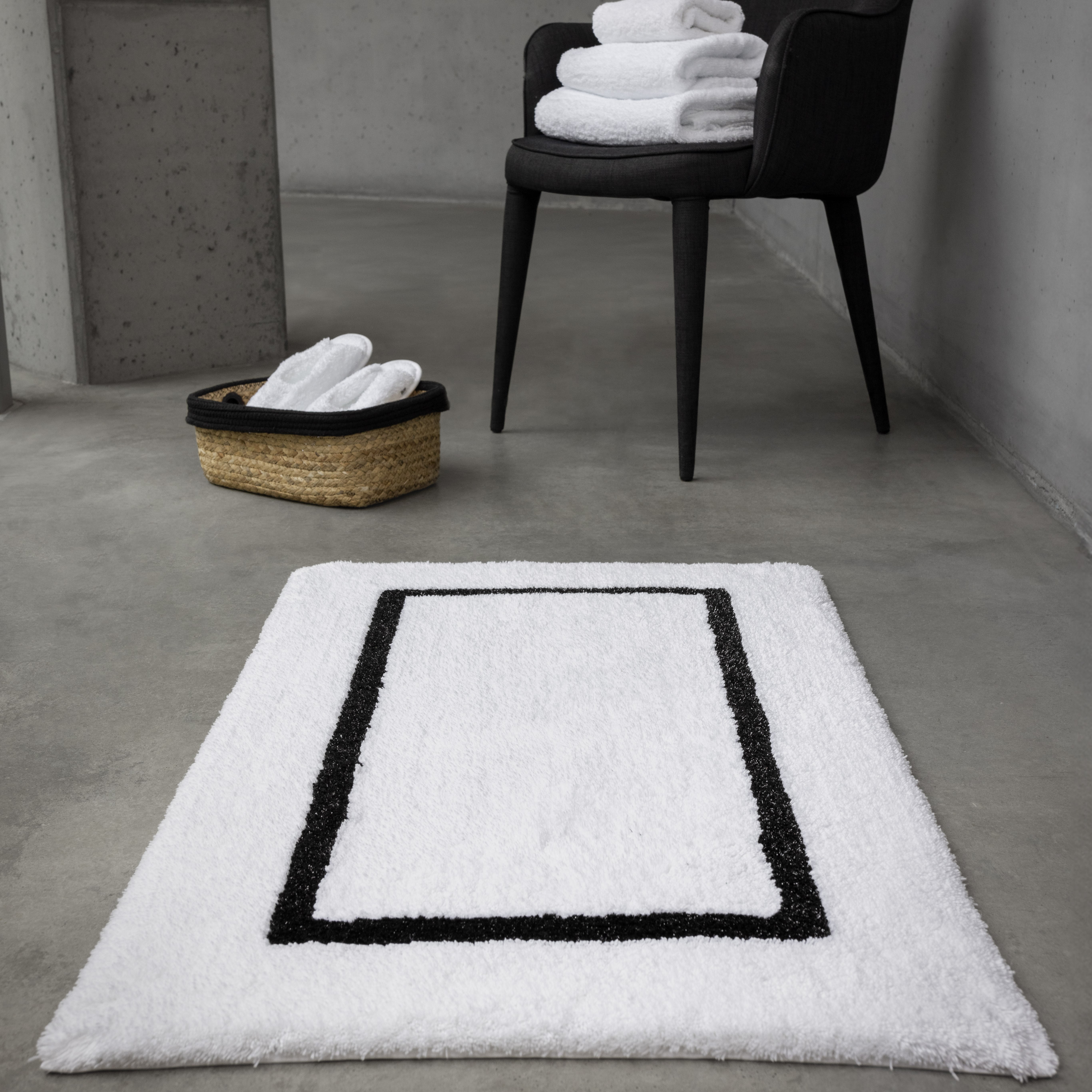 Luxury Karat Bordered Bath Mat 990 By Designer Abyss Habidecor White Black